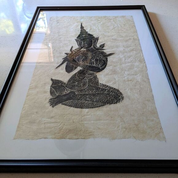 Framed Indonesian Charcoal Rubbing - Picture 5 of 5